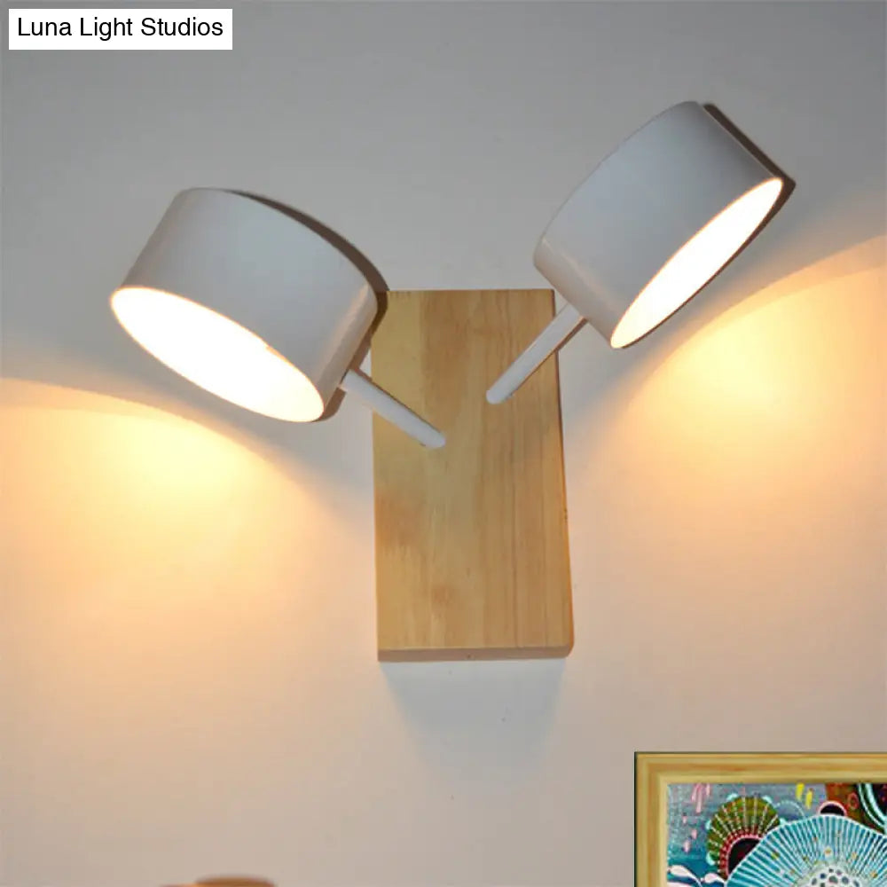 DecorBites™ Contemporary Double Drum Wall Mounted Light: Metal Fixture for Kitchen with 2 Bulbs, Black/White/Blue