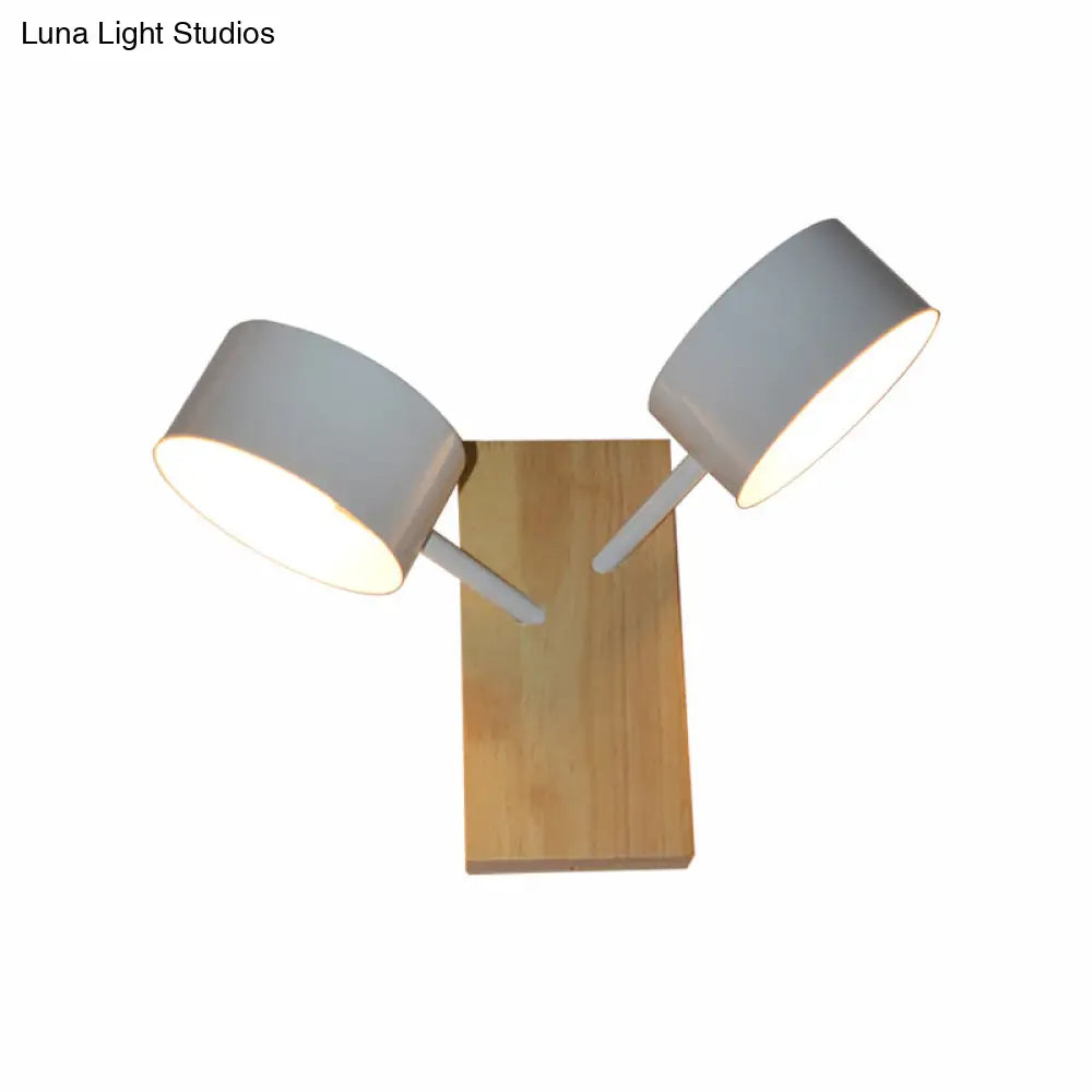 DecorBites™ Contemporary Double Drum Wall Mounted Light: Metal Fixture for Kitchen with 2 Bulbs, Black/White/Blue