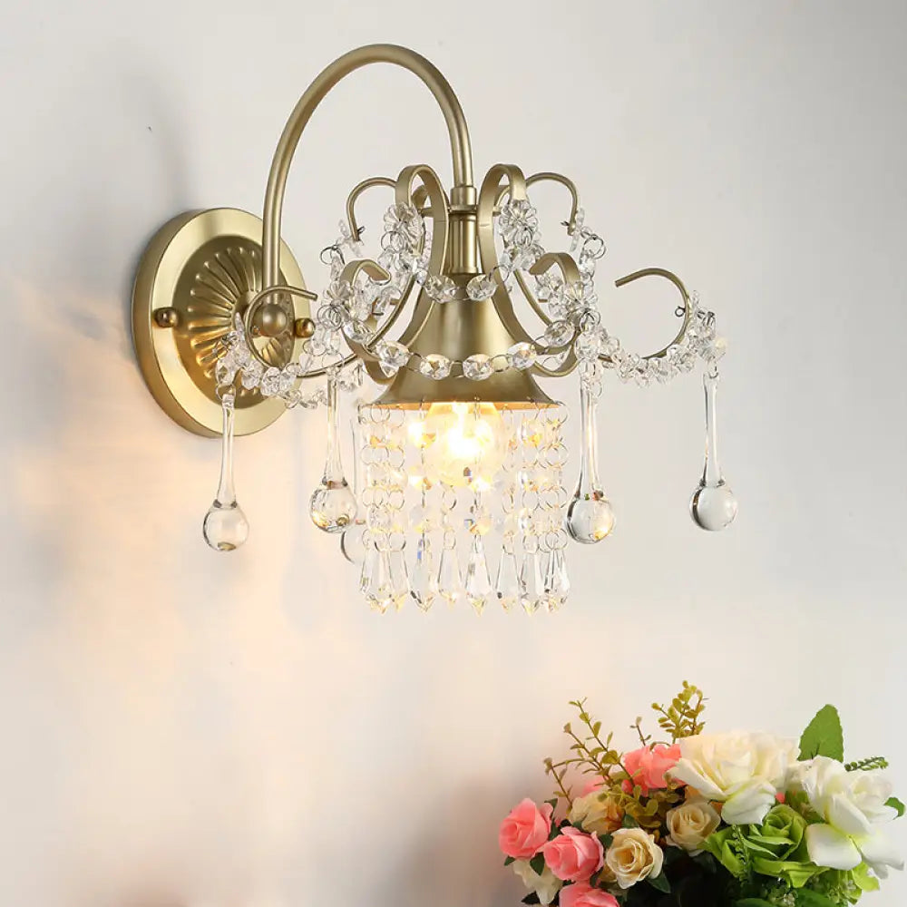DecorBites™ Contemporary Geometric Crystal Gold Wall Sconce – Elegant 1-Head Wall Mount Light
