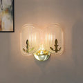 DecorBites™ Contemporary Gold Arc Wall Sconce with Dual Clear Glass Latticed Heads