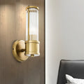 DecorBites™ Contemporary Gold Crystal Wall Sconce for Living Room - 1/2 Bulb Cylindrical Design