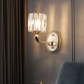 DecorBites™ Contemporary Gold Cylinder Crystal Wall Lamp - Beveled Cut, 1/2-Head Design - Stylish Living Room Wall Mount Light