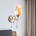 DecorBites™ Contemporary Gold Finish Wall Lamp with Cream Glass Shade & Pull Chain