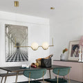 DecorBites™ Contemporary Gold Island Lamp with 2 Heads, Spherical White Glass Shade – Dining Room Hanging Light Kit