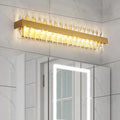 DecorBites™ Contemporary Gold LED Bathroom Wall Sconce with Clear Oval-Cut Crystals