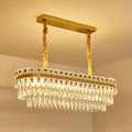 DecorBites™ Contemporary Gold LED Crystal Tiered Island Light Fixture - Stylish Oblong Hanging Lamp for Table