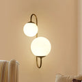 DecorBites™ Contemporary Gold Metal Wall Sconce with Opal Glass Shade - 2 Bulb Arm Design