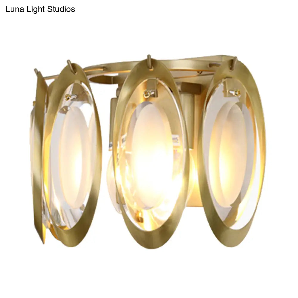 DecorBites™ Contemporary Gold Oval Sconce with Cut Crystal Detail - Perfect Wall Fixture for Living Room Lighting