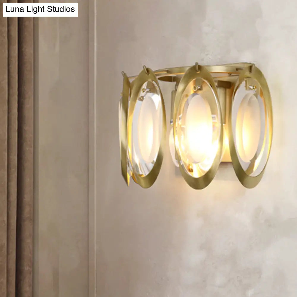 DecorBites™ Contemporary Gold Oval Sconce with Cut Crystal Detail - Perfect Wall Fixture for Living Room Lighting