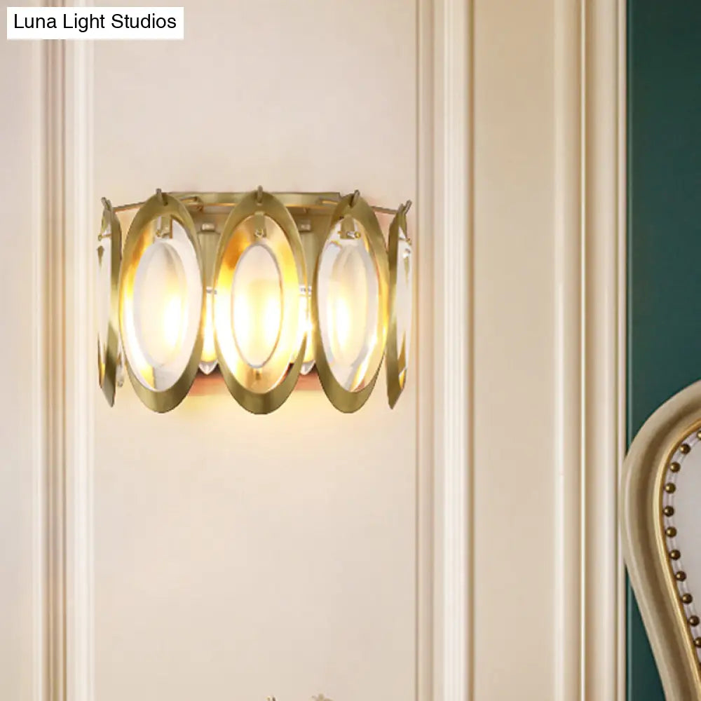 DecorBites™ Contemporary Gold Oval Sconce with Cut Crystal Detail - Perfect Wall Fixture for Living Room Lighting
