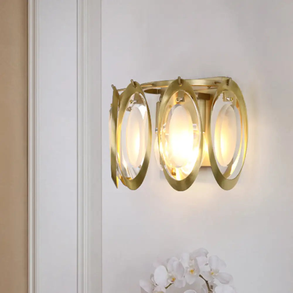 DecorBites™ Contemporary Gold Oval Sconce with Cut Crystal Detail - Perfect Wall Fixture for Living Room Lighting