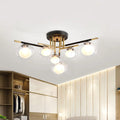 DecorBites™ Contemporary Gold Oval Shade Ceiling Fixture - Dining Room Glass & Metal Semi Flush Mount Light
