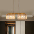DecorBites™ Contemporary Gold Pendant Lighting for Dining Room - Metal Linear Island Lamp with Clear Cuboid Crystal Shade