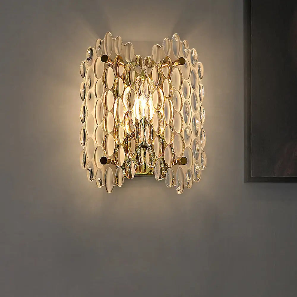 DecorBites™ Contemporary Gold Wall Lamp with Clear Crystal, Oval Shape & 1 Bulb, Perfect for Hallways
