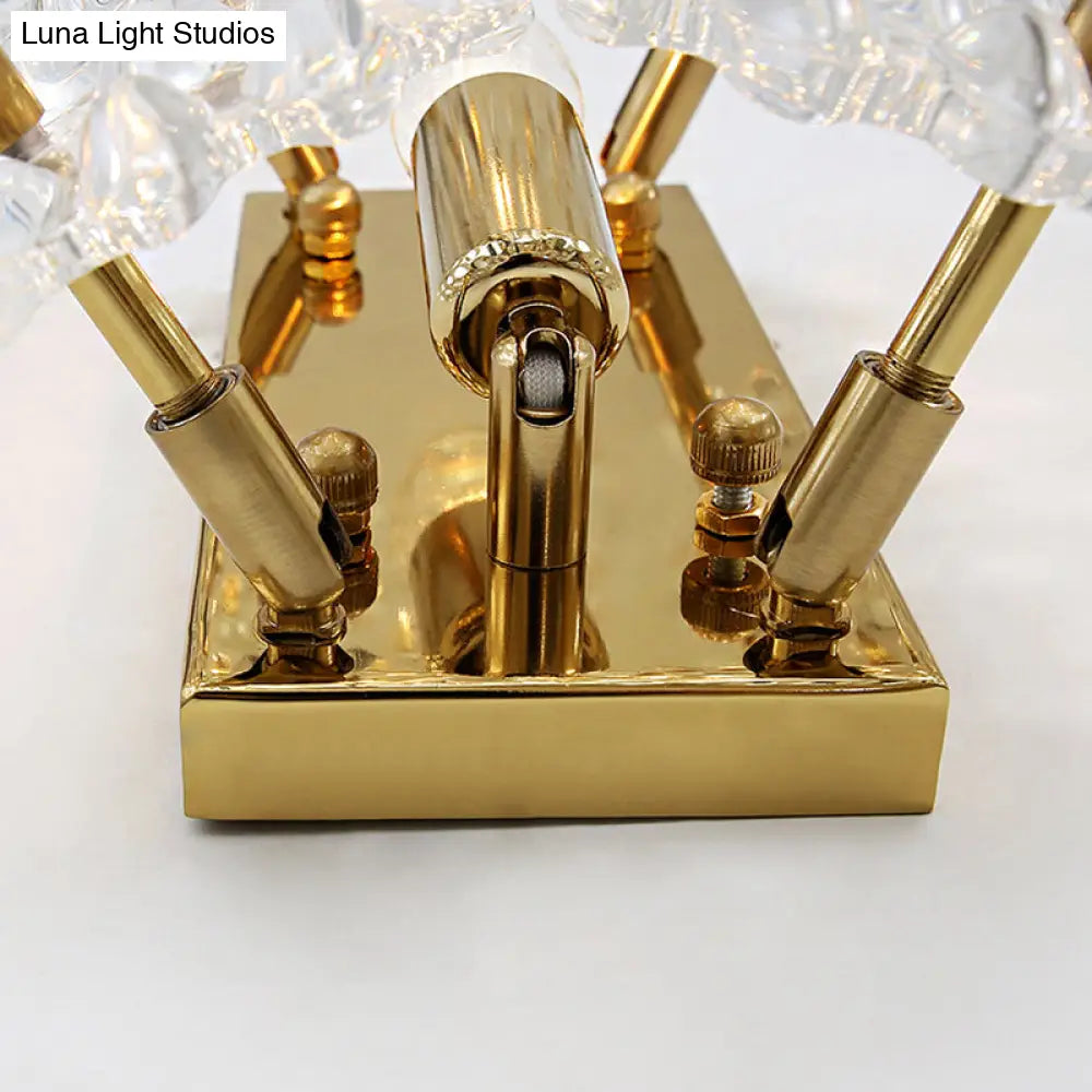 DecorBites™ Contemporary Gold Wall Lamp with Clear Crystal, Oval Shape & 1 Bulb, Perfect for Hallways