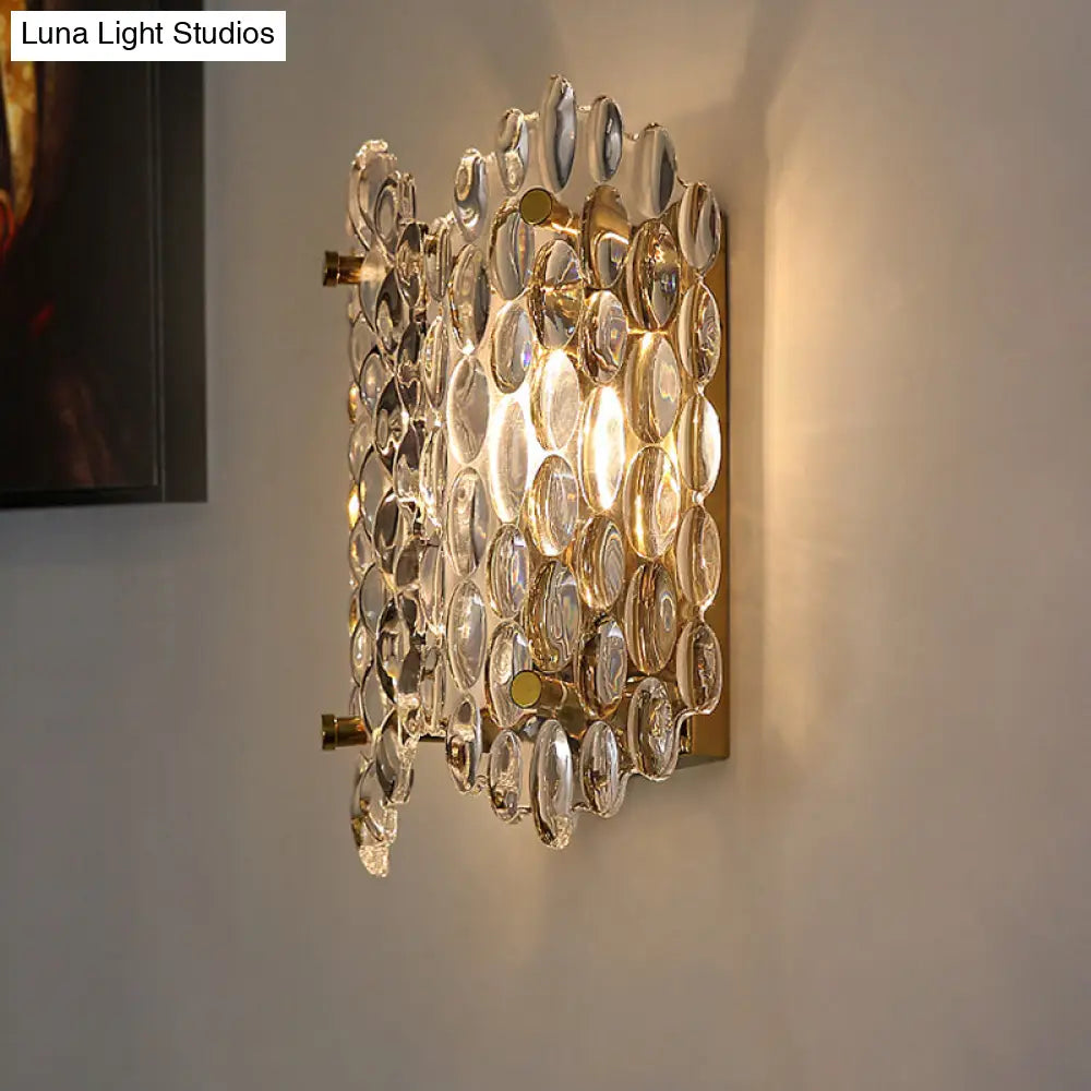 DecorBites™ Contemporary Gold Wall Lamp with Clear Crystal, Oval Shape & 1 Bulb, Perfect for Hallways