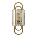 DecorBites™ Contemporary Gold Wall Sconce with Tri-Sided Glass Rods - 2 Light Cylinder Fixture for Bedroom