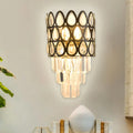 DecorBites™ Contemporary Grid Wall Mount Teardrop Crystal Light - 3 Lights - Black/Gold Sconce Lamp Fixture
