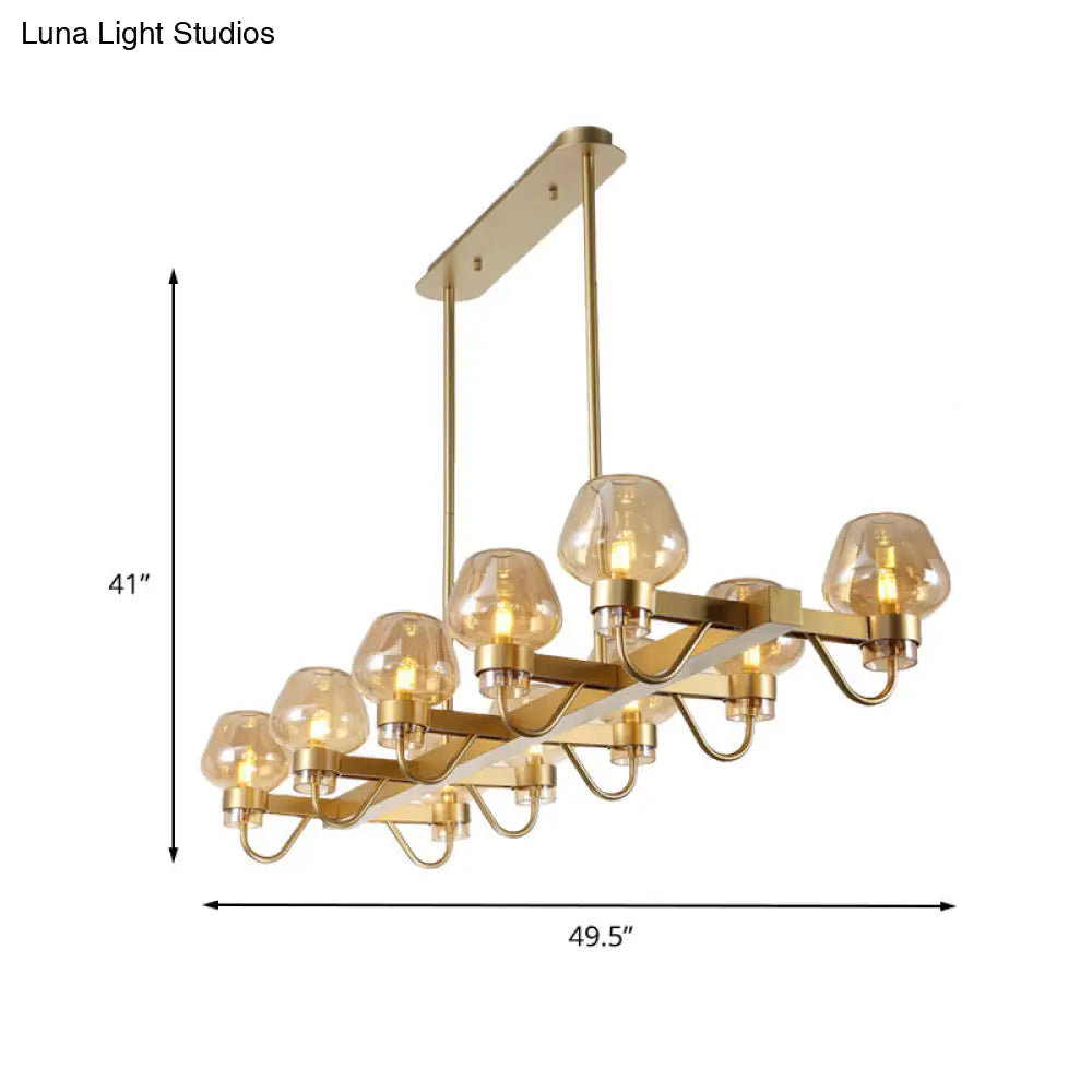 DecorBites™ Contemporary Island Lamp: 10 Glass Bulbs in Clear/Amber/Smoke Suspended Fixture - Black/Brass for Bedroom