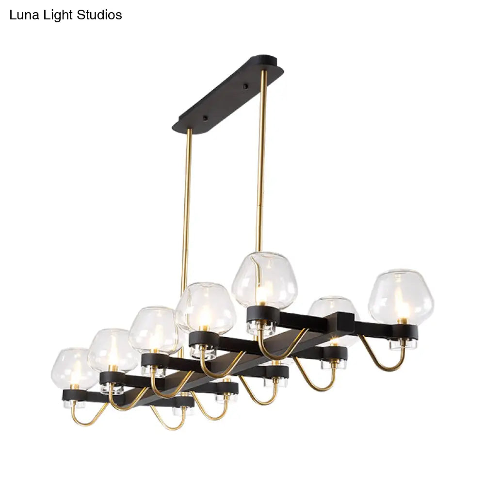 DecorBites™ Contemporary Island Lamp: 10 Glass Bulbs in Clear/Amber/Smoke Suspended Fixture - Black/Brass for Bedroom