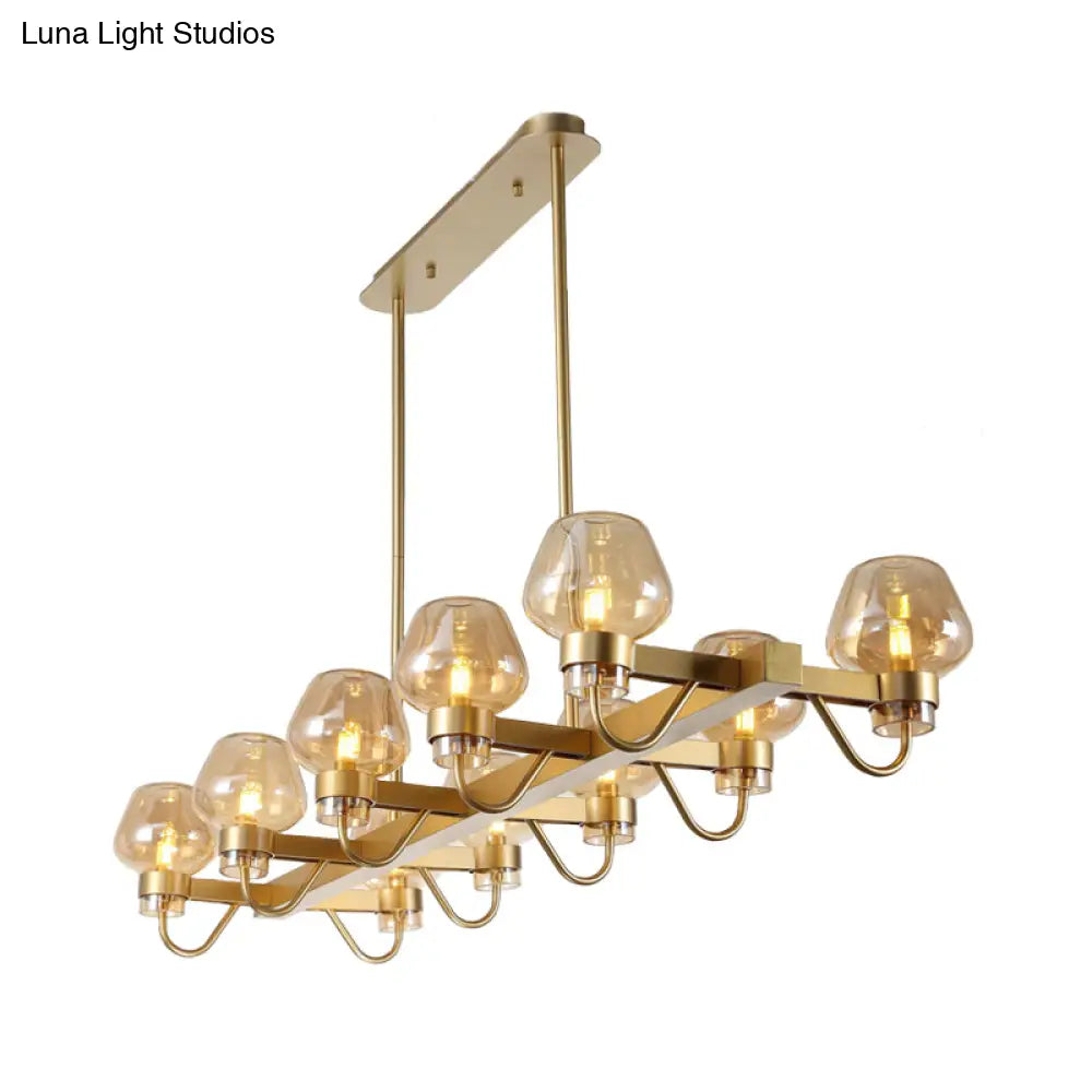 DecorBites™ Contemporary Island Lamp: 10 Glass Bulbs in Clear/Amber/Smoke Suspended Fixture - Black/Brass for Bedroom