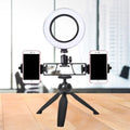 DecorBites™ Contemporary LED Circular Vanity Light - Black Iron Tripod Design