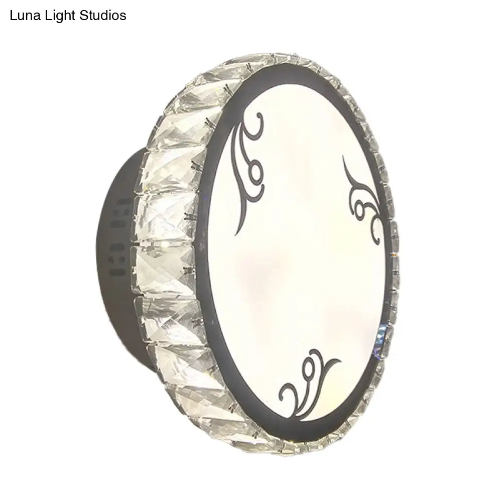 DecorBites™ Contemporary LED Circular Wall Light - Clear Crystal Design - Warm or White Light Option - Wall Mounted Lighting