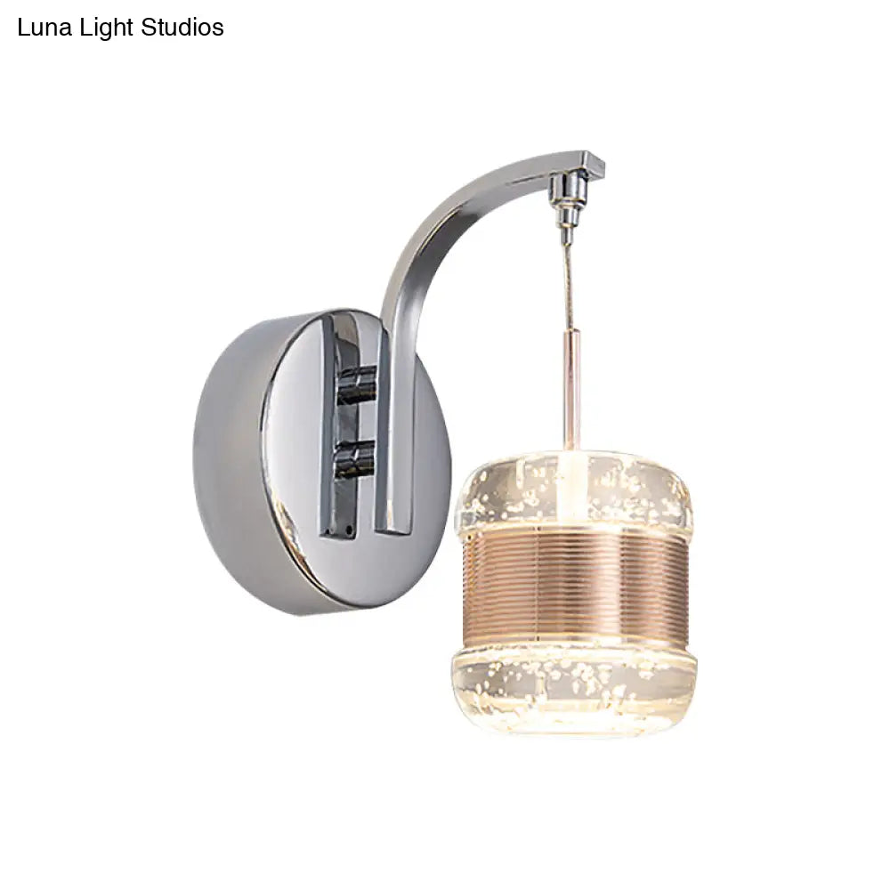 DecorBites™ Contemporary LED Crystal Wall Lamp - Chrome Cylinder Bedroom Light Fixture