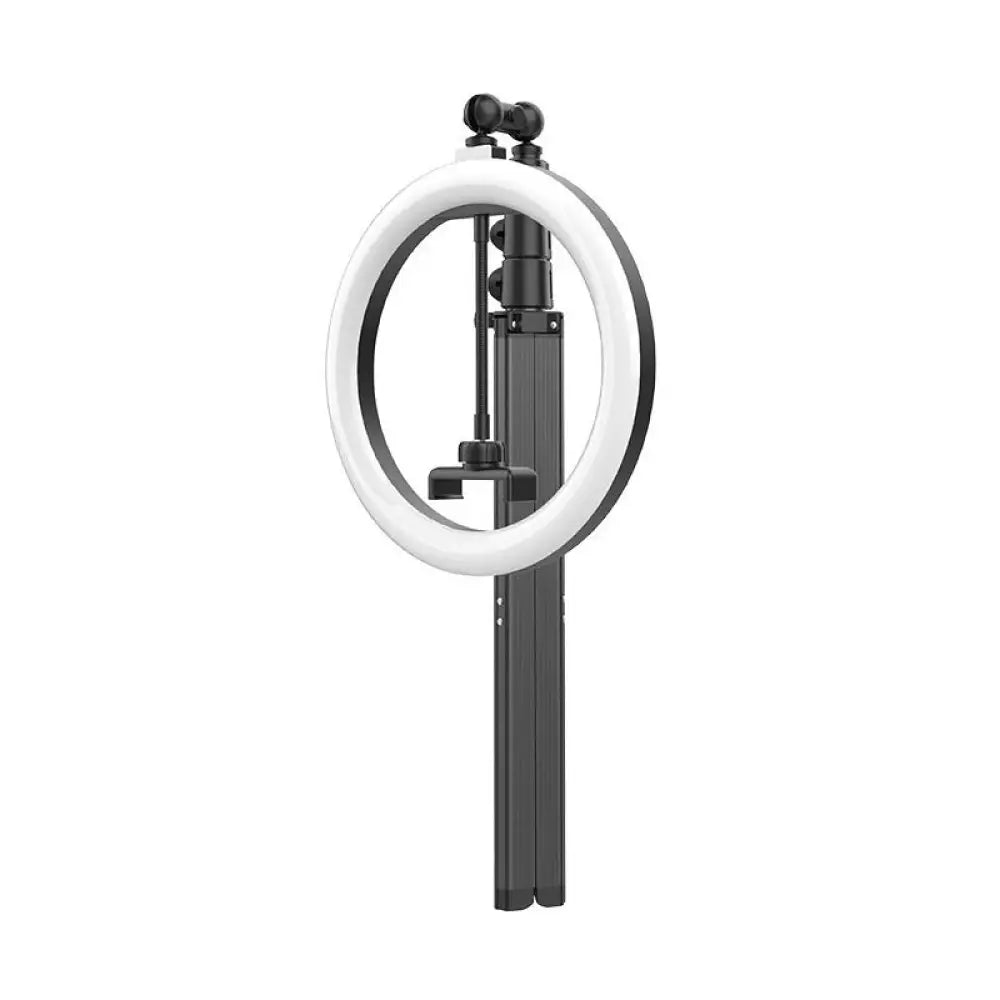 DecorBites™ Contemporary LED Fill Light - Metallic Circular Mirror Lamp in Black/Pink with Tripod Design