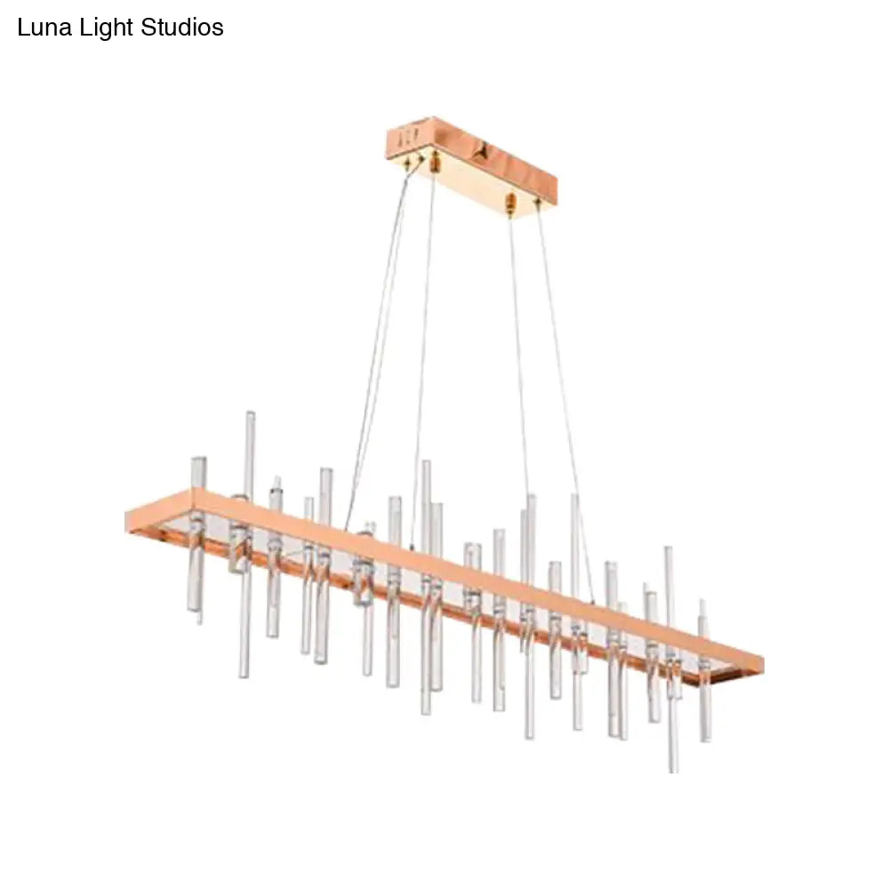DecorBites™ Contemporary LED Island Light with Crystal Rod - Rose Gold Finish