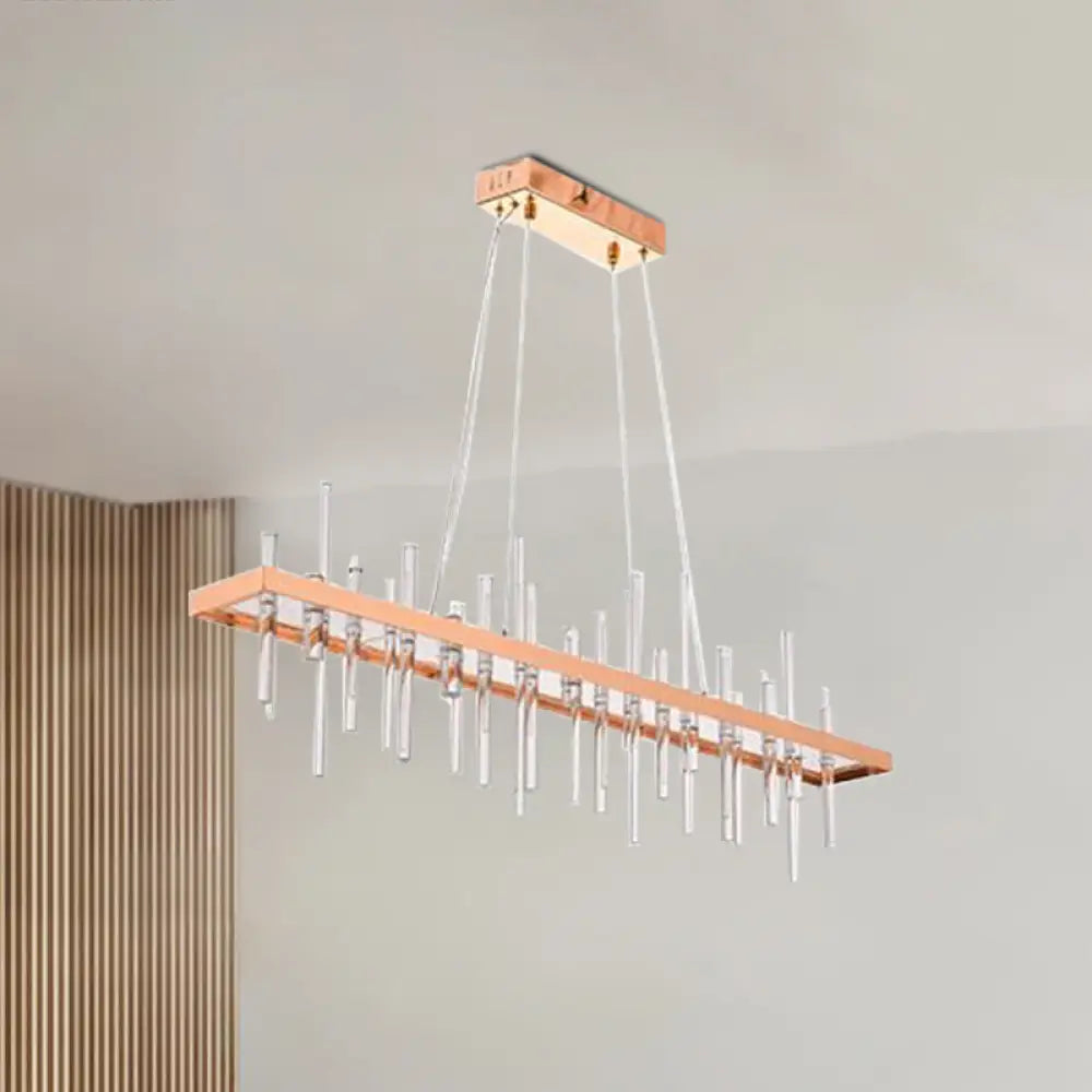DecorBites™ Contemporary LED Island Light with Crystal Rod - Rose Gold Finish
