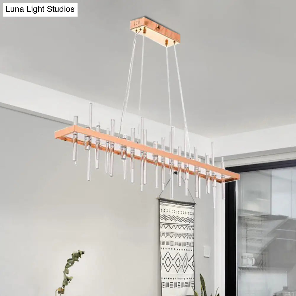 DecorBites™ Contemporary LED Island Light with Crystal Rod - Rose Gold Finish
