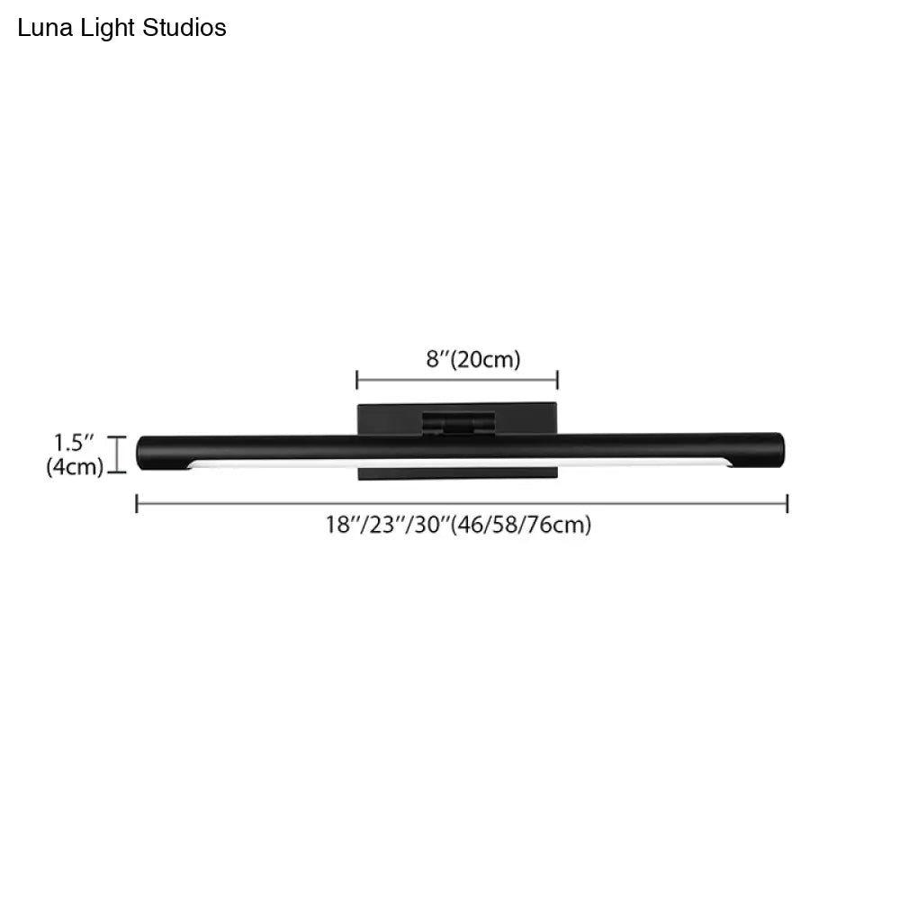 DecorBites™ Contemporary LED Tubed Vanity Wall Sconce - Black/White Acrylic Wall Lamp for Bathrooms - 16.5"/18" Wide
