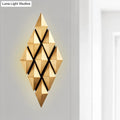 DecorBites™ Contemporary LED Wall Lamp with Metallic Gold Diamond Shade - Warm/White Light, 23"/31" Width