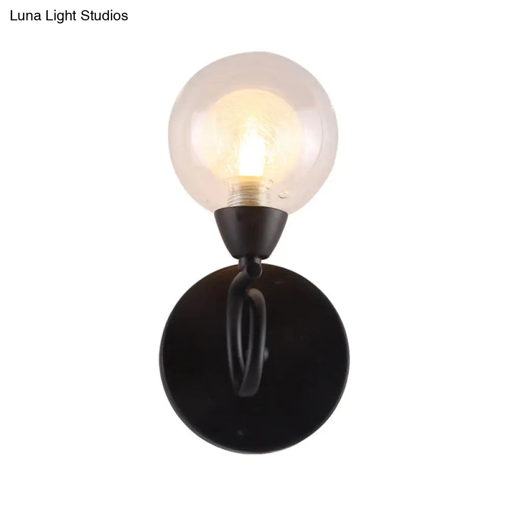 DecorBites™ Contemporary LED Wall Sconce Light Fixture - White Glass Round Design (Black Mount)