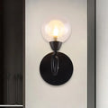 DecorBites™ Contemporary LED Wall Sconce Light Fixture - White Glass Round Design (Black Mount)