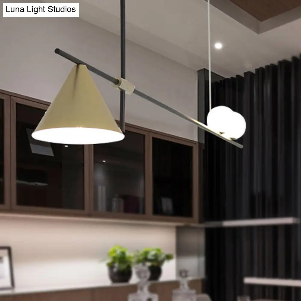 DecorBites™ Contemporary Metal Cone Island Light with 3 Heads and Gold/Black Finish for Dining Room Ceiling