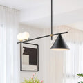 DecorBites™ Contemporary Metal Cone Island Light with 3 Heads and Gold/Black Finish for Dining Room Ceiling