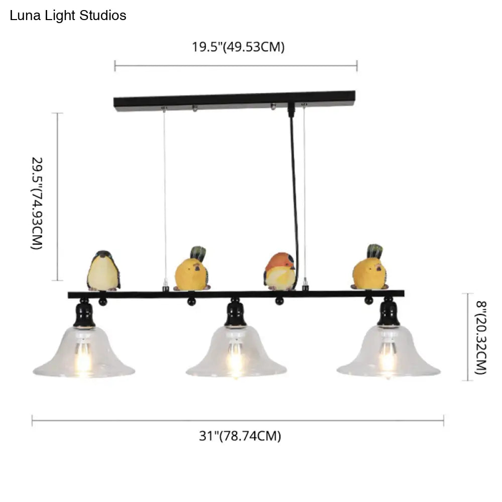 DecorBites™ Contemporary Metal Island Pendant Lighting with Cone Glass Shades - Set of 3 Lights