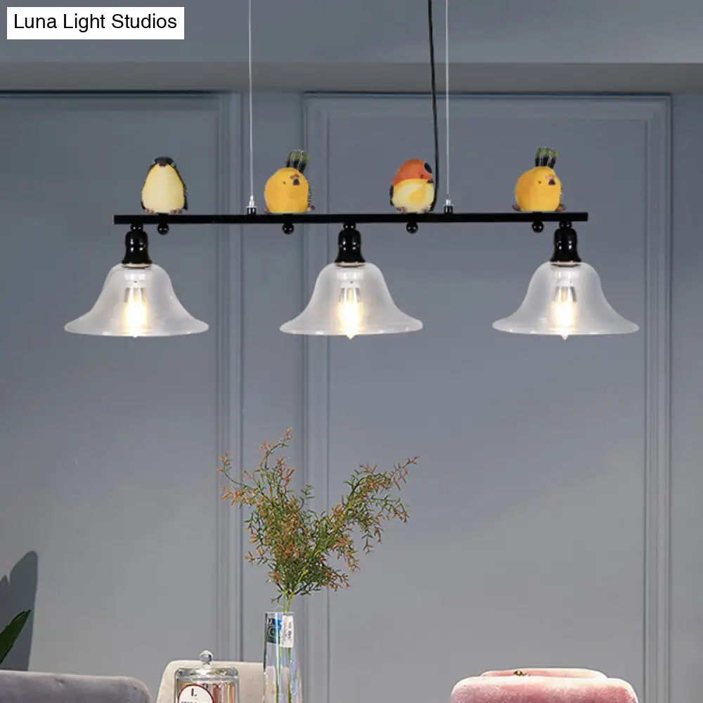 DecorBites™ Contemporary Metal Island Pendant Lighting with Cone Glass Shades - Set of 3 Lights