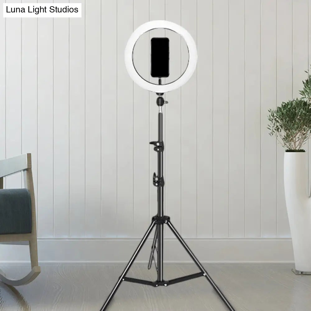 DecorBites™ Contemporary Metal Round Make-Up Light with USB Port, LED Fill Flash Lamp - Black, 63"/75" Long