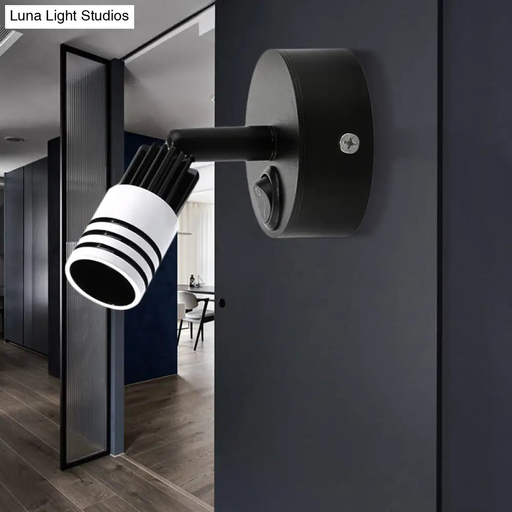 DecorBites™ Contemporary Metal Wall Mounted LED Sconce Light in Black/White - Warm/White Light