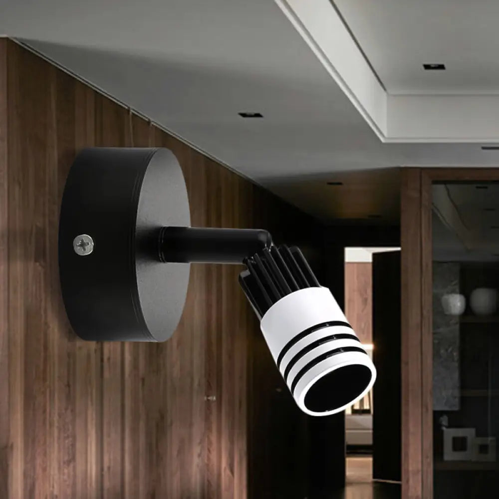 DecorBites™ Contemporary Metal Wall Mounted LED Sconce Light in Black/White - Warm/White Light