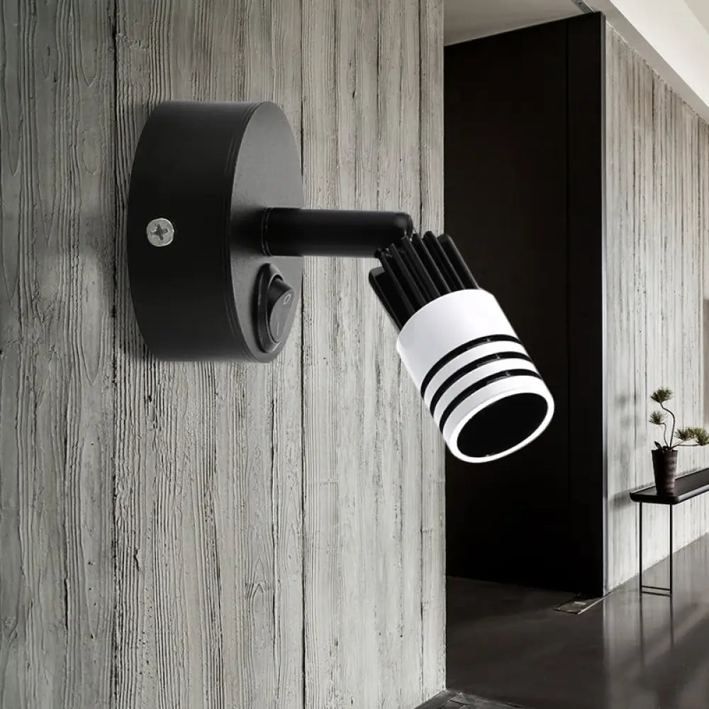 DecorBites™ Contemporary Metal Wall Mounted LED Sconce Light in Black/White - Warm/White Light