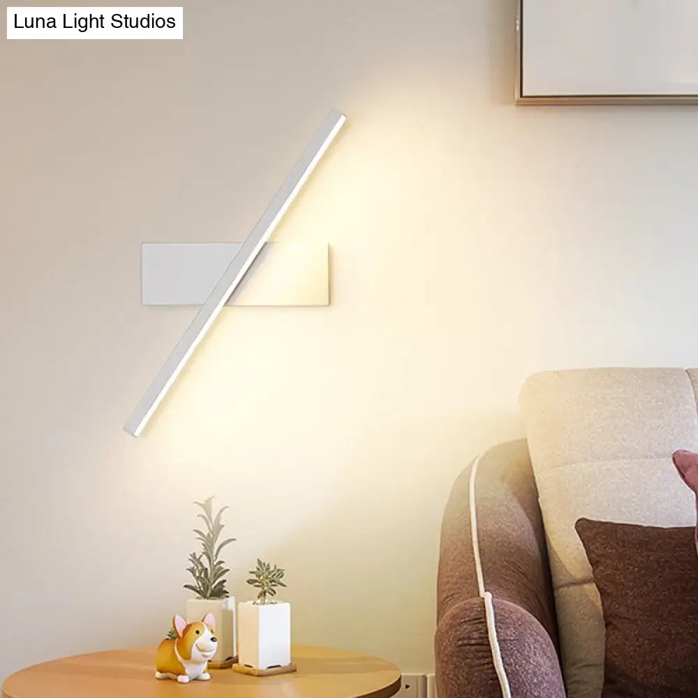 DecorBites™ Contemporary Metallic Black/White LED Wall Sconce in Warm/White Light: Linear Vanity Light Fixture