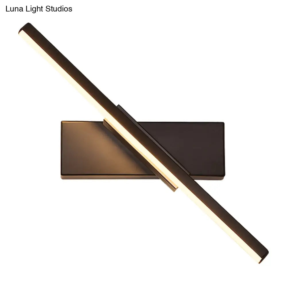 DecorBites™ Contemporary Metallic Black/White LED Wall Sconce in Warm/White Light: Linear Vanity Light Fixture