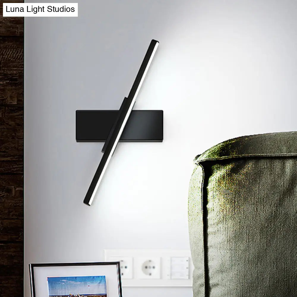 DecorBites™ Contemporary Metallic Black/White LED Wall Sconce in Warm/White Light: Linear Vanity Light Fixture