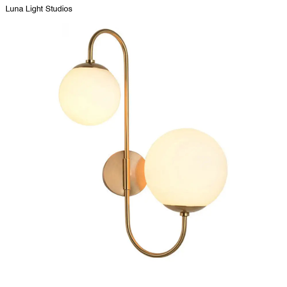 DecorBites™ Contemporary Opal Glass Wall Sconce Light - Gold Mount - 2 Lights