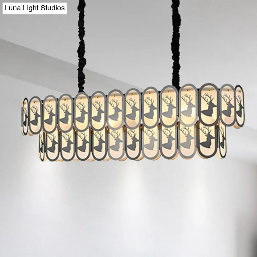 DecorBites™ Contemporary Oval Nickel Over Island Lighting - Crystal Suspension Light (10 Lights)