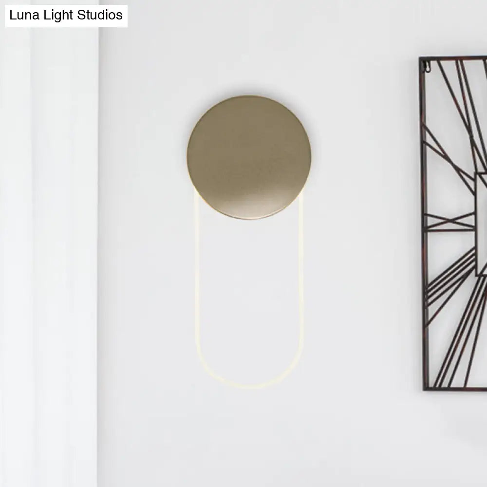DecorBites™ Contemporary Oval Wall Lamp with LED Acrylic Light Fixture and Gold Metal Shade for Bedrooms